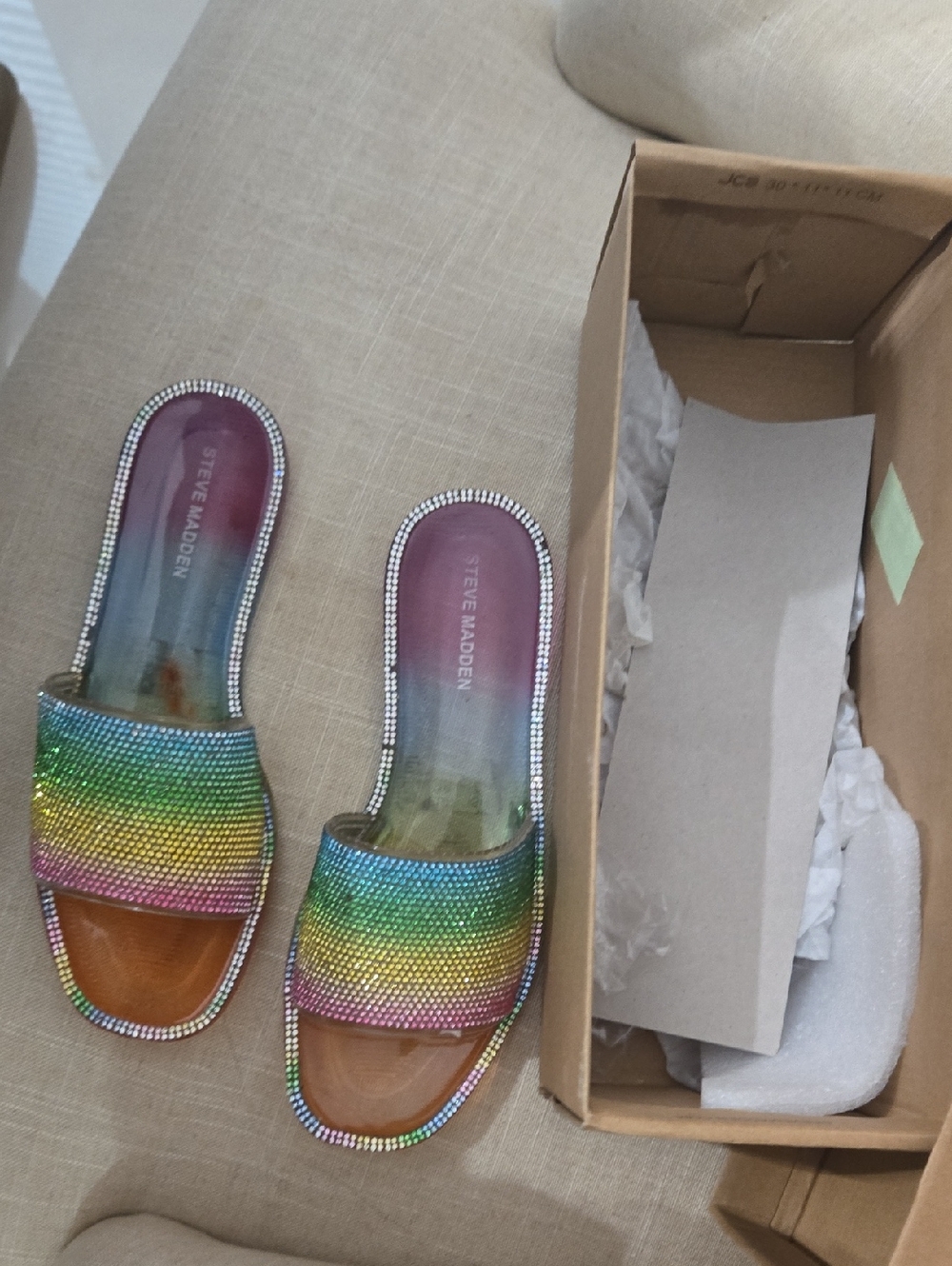 Steve Madden Multicolor Crystal Slide Mules